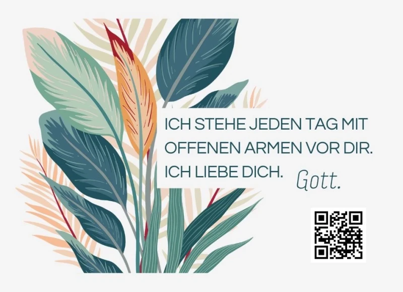Ich stehe jeden Tag mit offenen Armen vor dir, Mini Aufkleber 7x5 cm
