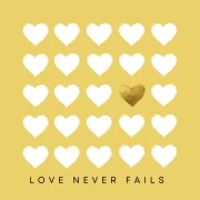 Mini Gruß-Karte, Love never fails , ( rückseite frei, beschreibbar)