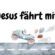 Kinderkarte, Jesus fährt mit 10,5x7 cm