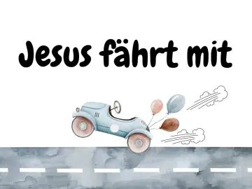 Kinderkarte, Jesus fährt mit 10,5x7 cm