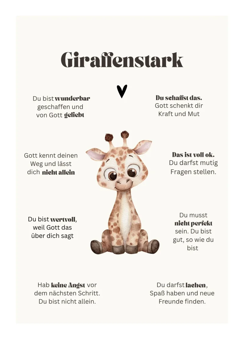 Giraffenstark, Kinderkarte 14,8x10,5 cm