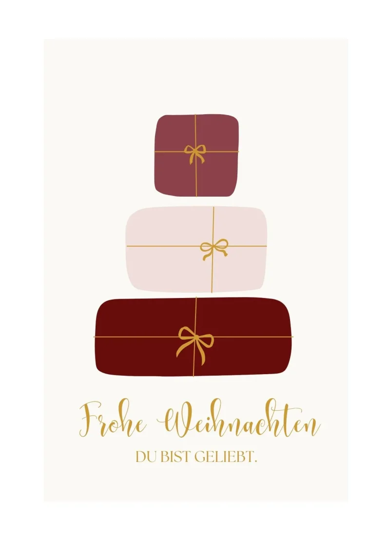 Frohe Weihnachten eine Wahre Geschichte zu Weihnachten über ein verlorenes Schaf, Häuser weihnachtlich geschmückt mit Goldfolienprägung und Schnee