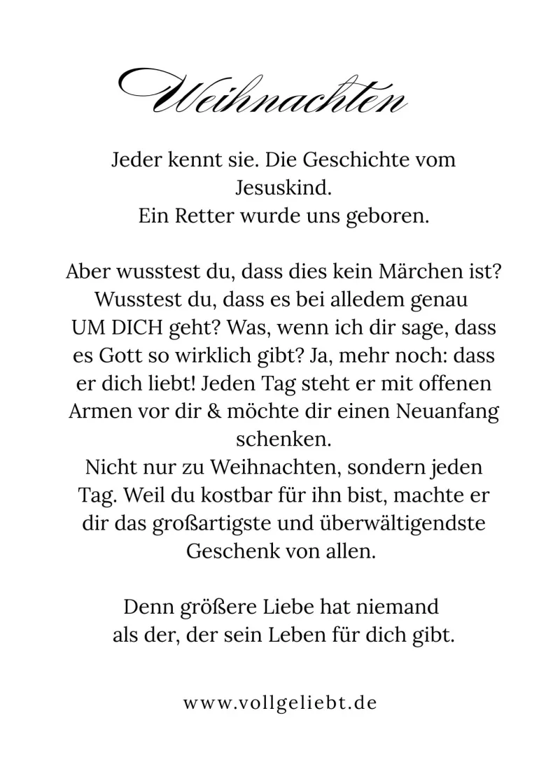 Christliche Weihnachtskarte, Die Geschichte vom Jesus Kind,   14,8x10,5 cm