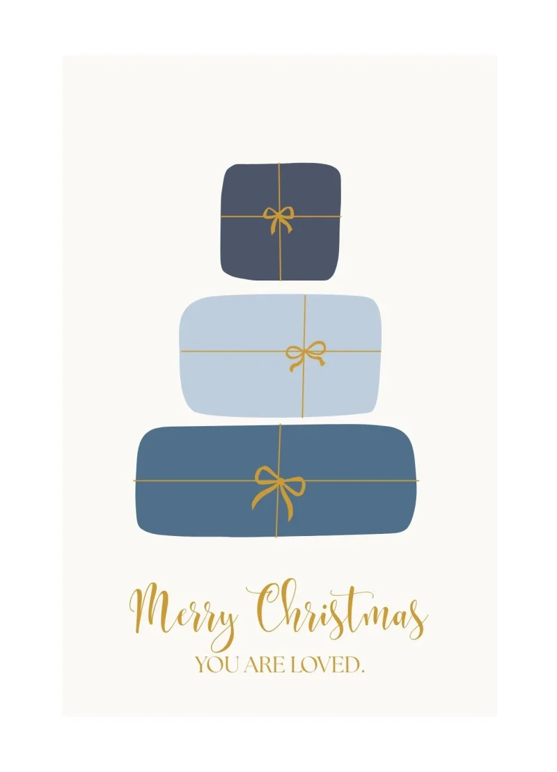 Frohe Weihnachten eine Wahre Geschichte zu Weihnachten über ein verlorenes Schaf, Häuser weihnachtlich geschmückt mit Goldfolienprägung und Schnee