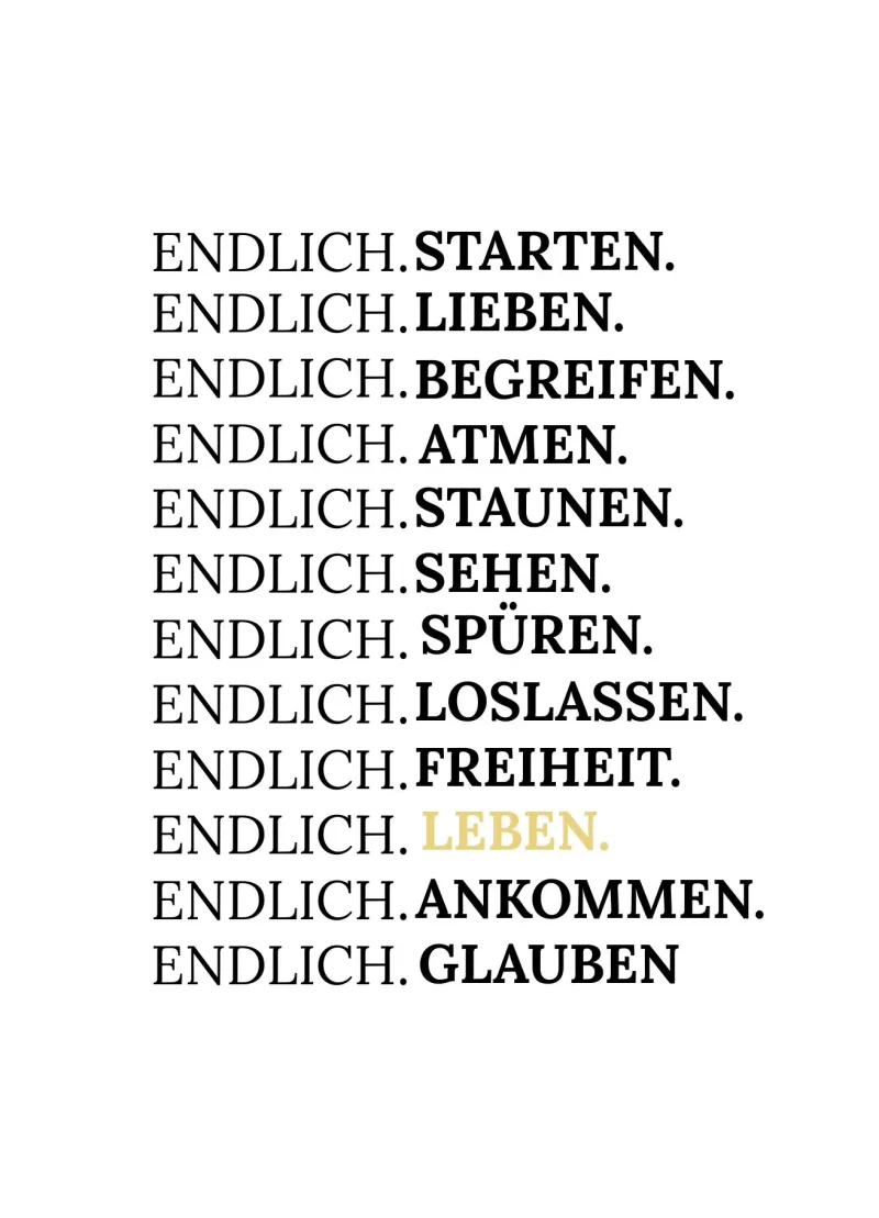 ENDLICH LEBEN, Edle Karte 14,8x10,5 cm