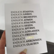 ENDLICH LEBEN, Edle Karte 14,8x10,5 cm