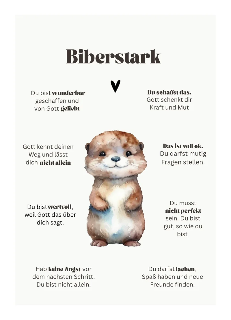 Biberstark, Kinderkarte 14,8x10,5 cm