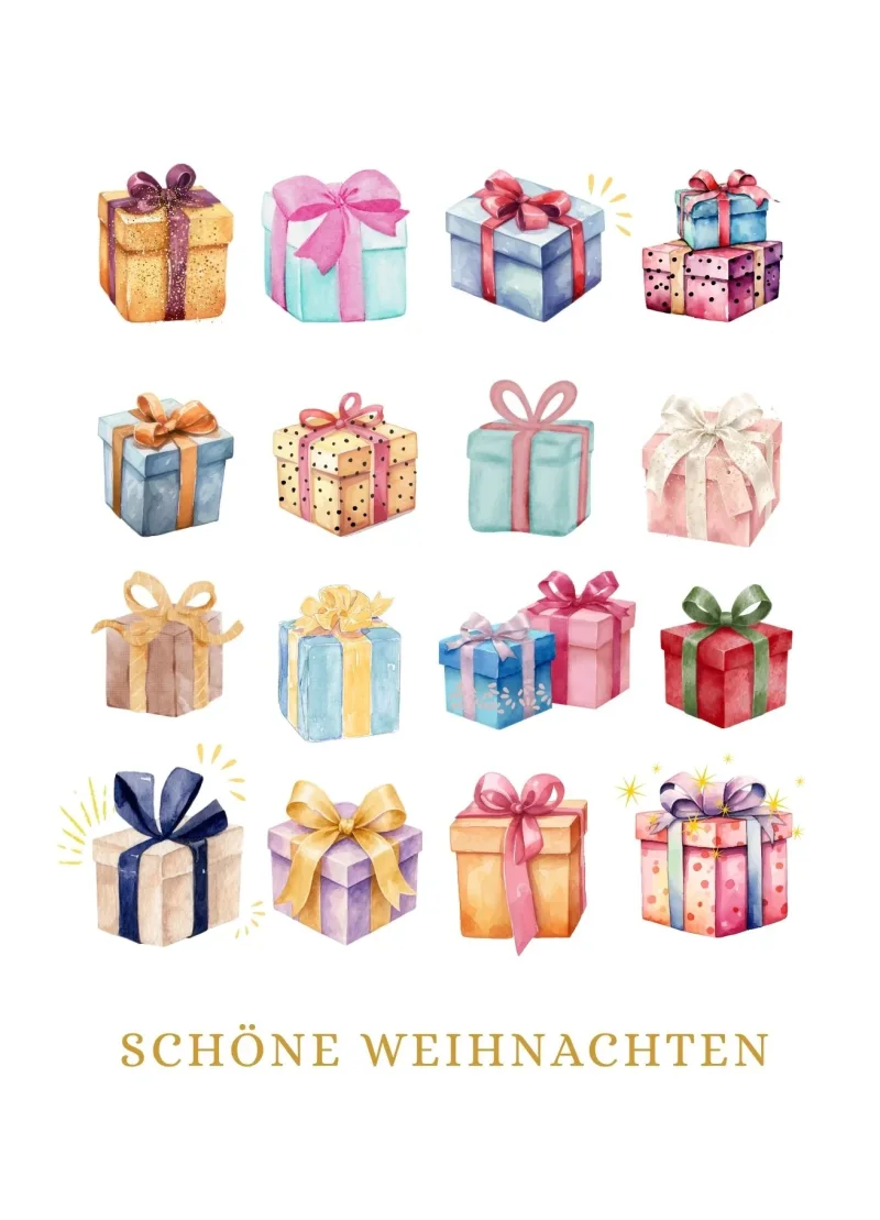 Frohe Weihnachten eine Wahre Geschichte zu Weihnachten über ein verlorenes Schaf, Häuser weihnachtlich geschmückt mit Goldfolienprägung und Schnee