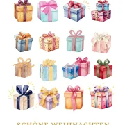 Frohe Weihnachten eine Wahre Geschichte zu Weihnachten über ein verlorenes Schaf, Häuser weihnachtlich geschmückt mit Goldfolienprägung und Schnee