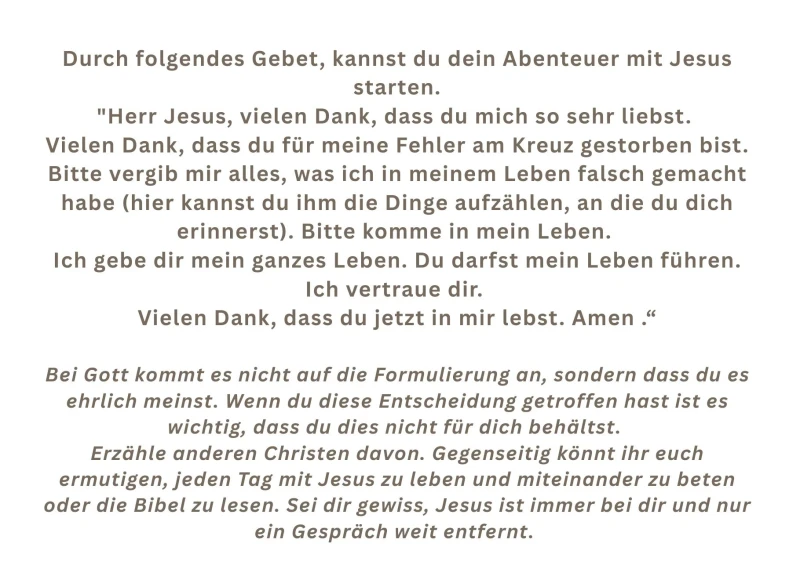 Gebetskarte / Abenteuer beginnt..(Gebet)