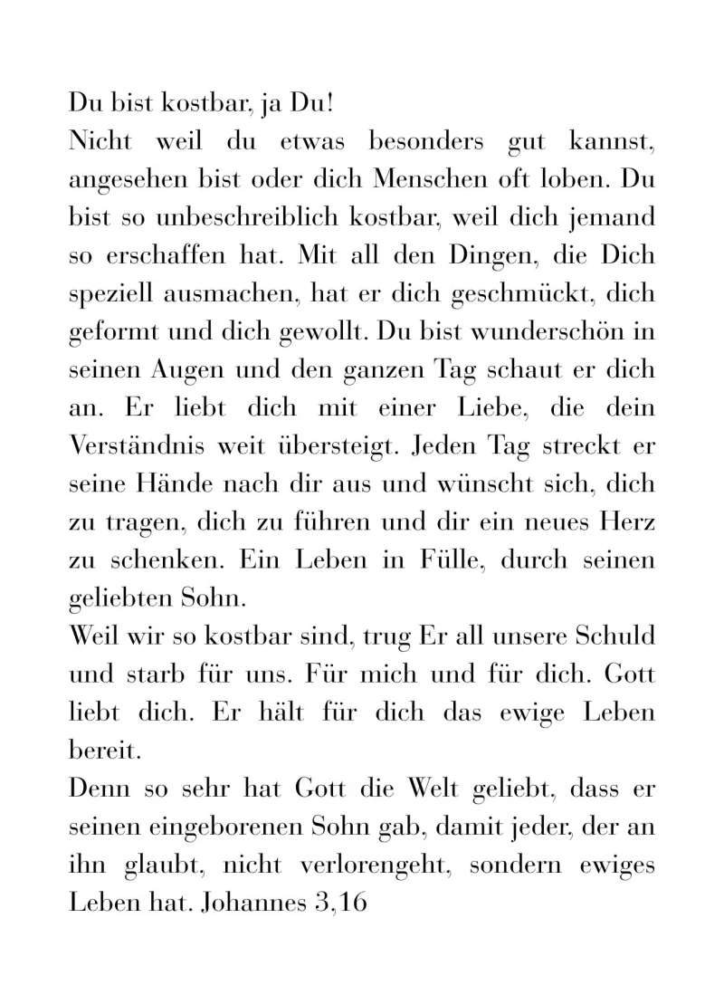 Klappkarte, Du bist kostbar