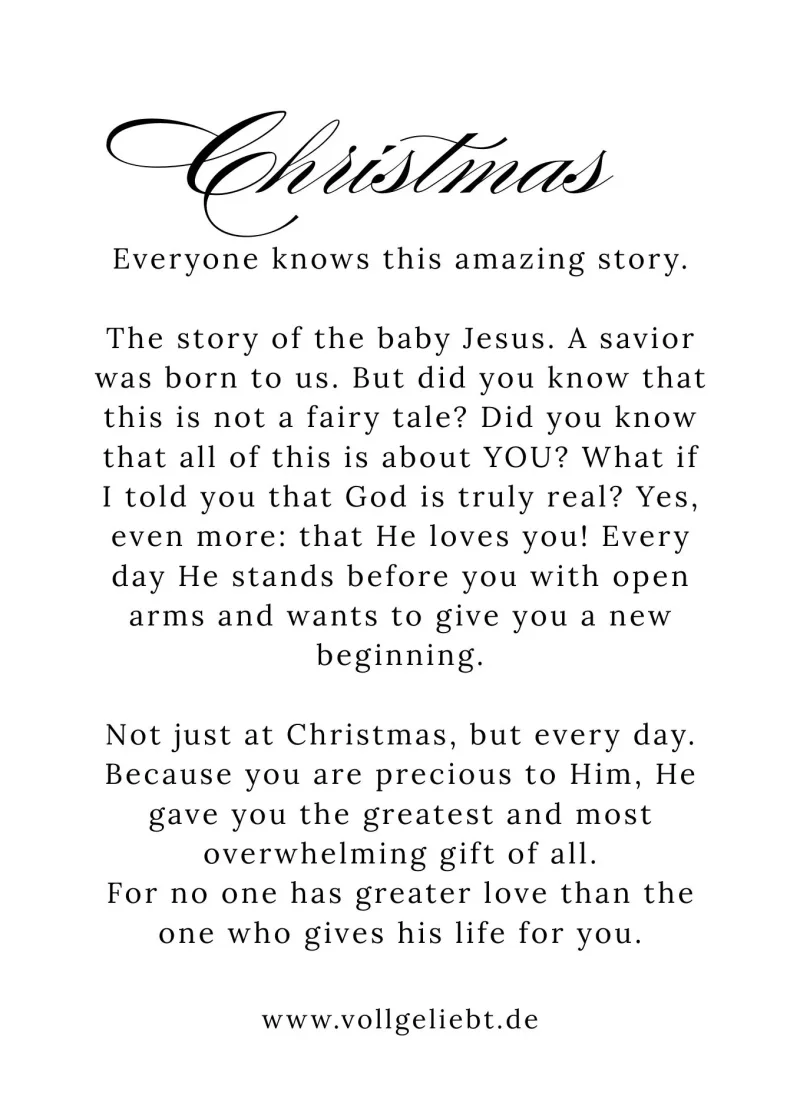 Merry Christmas, Christliche Weihnachtskarte, Die Geschichte vom Jesus Kind,   14,8x10,5 cm